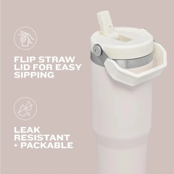 NEW Stanley The IceFlow™ Flip Straw Tumbler | 30 OZ CREAM - Picture 7 of 11